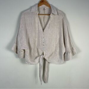 Esqualo Linen Boxy Oversized Fit Button Down Shirt Size M Woven‎ Linen Beach